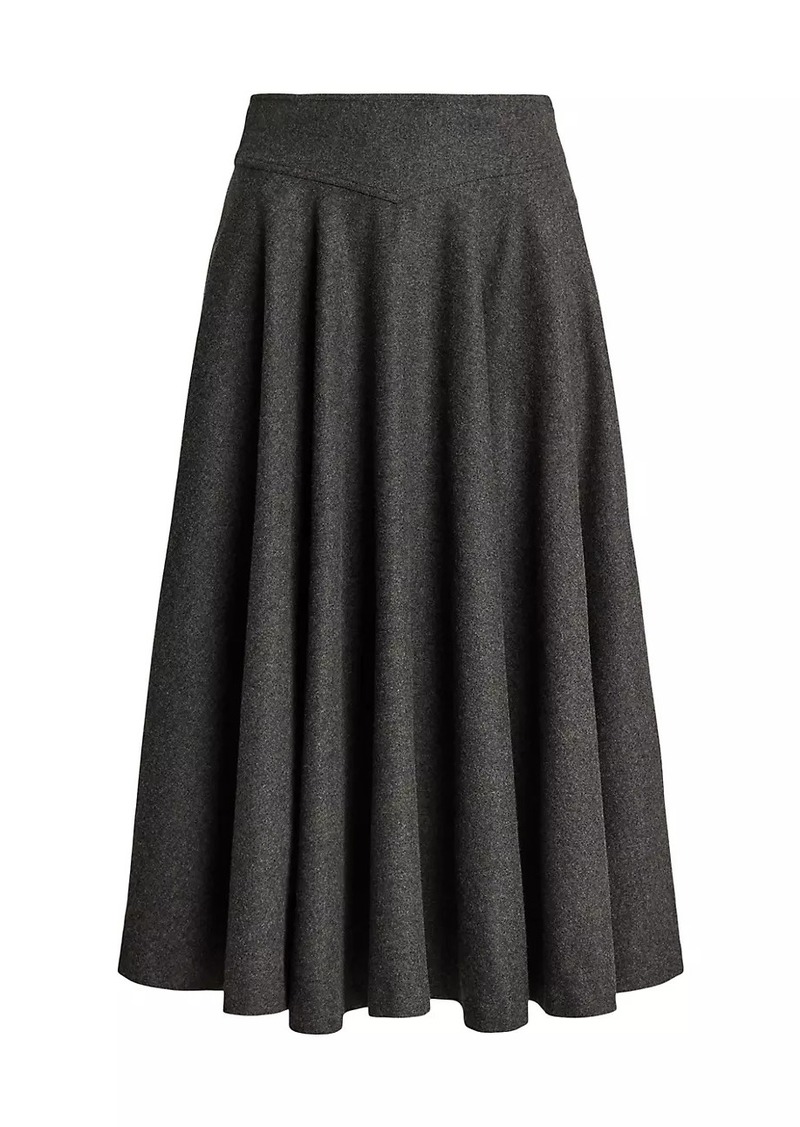 Ralph Lauren Wool Flannel Midi-Skirt