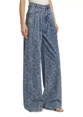 Ramy Brook Adley Floral-Embroidered Denim Wide-Leg Jeans