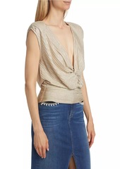 Ramy Brook Adley Metallic Stripe Knotted Top