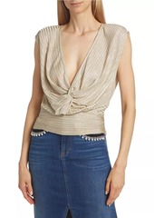 Ramy Brook Adley Metallic Stripe Knotted Top