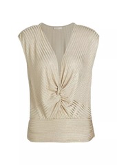 Ramy Brook Adley Metallic Stripe Knotted Top