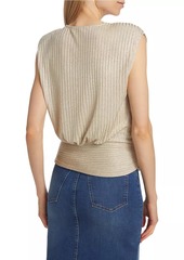 Ramy Brook Adley Metallic Stripe Knotted Top