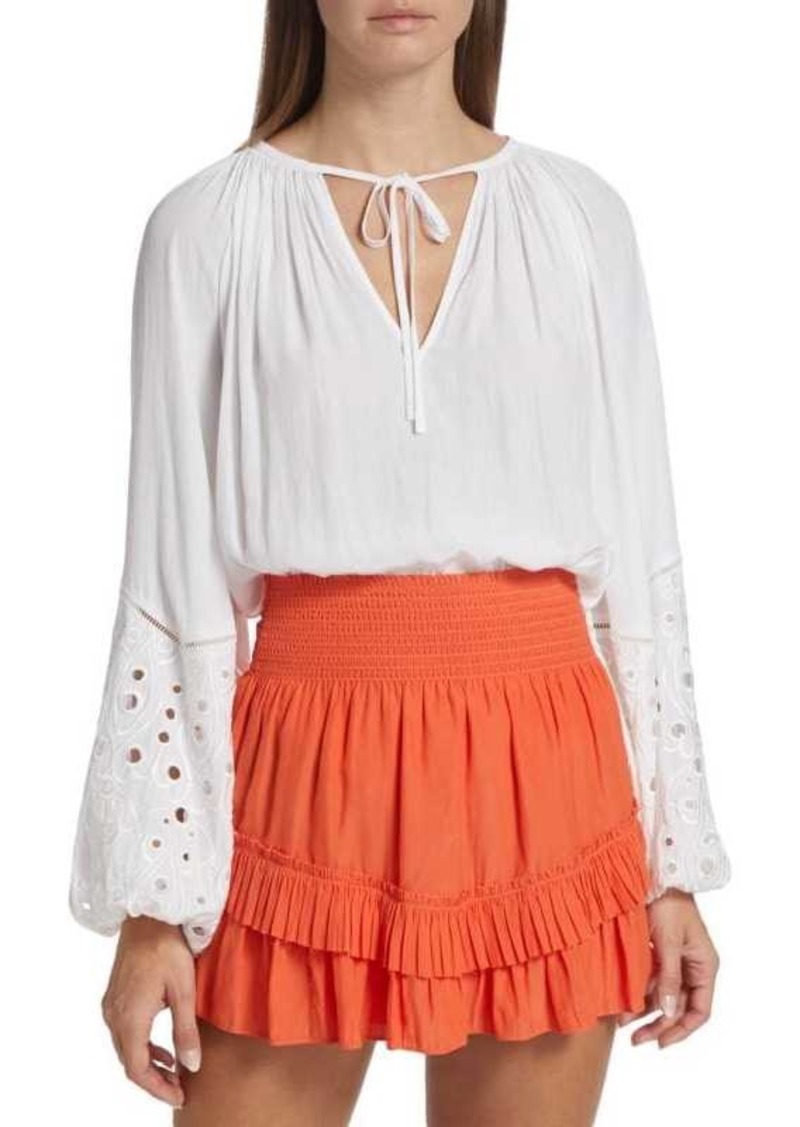 Ramy Brook Aleya Eyelet Sleeve Peasant Top