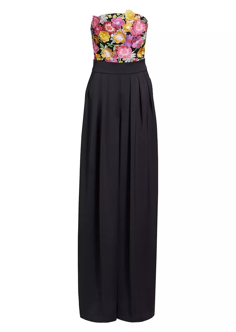 Ramy Brook Almeda Floral-Appliqué Wide-Leg Jumpsuit