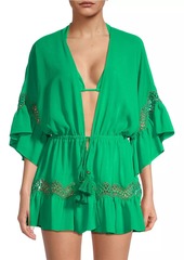 Ramy Brook Amalia Lace-Trimmed Caftan Cover-Up