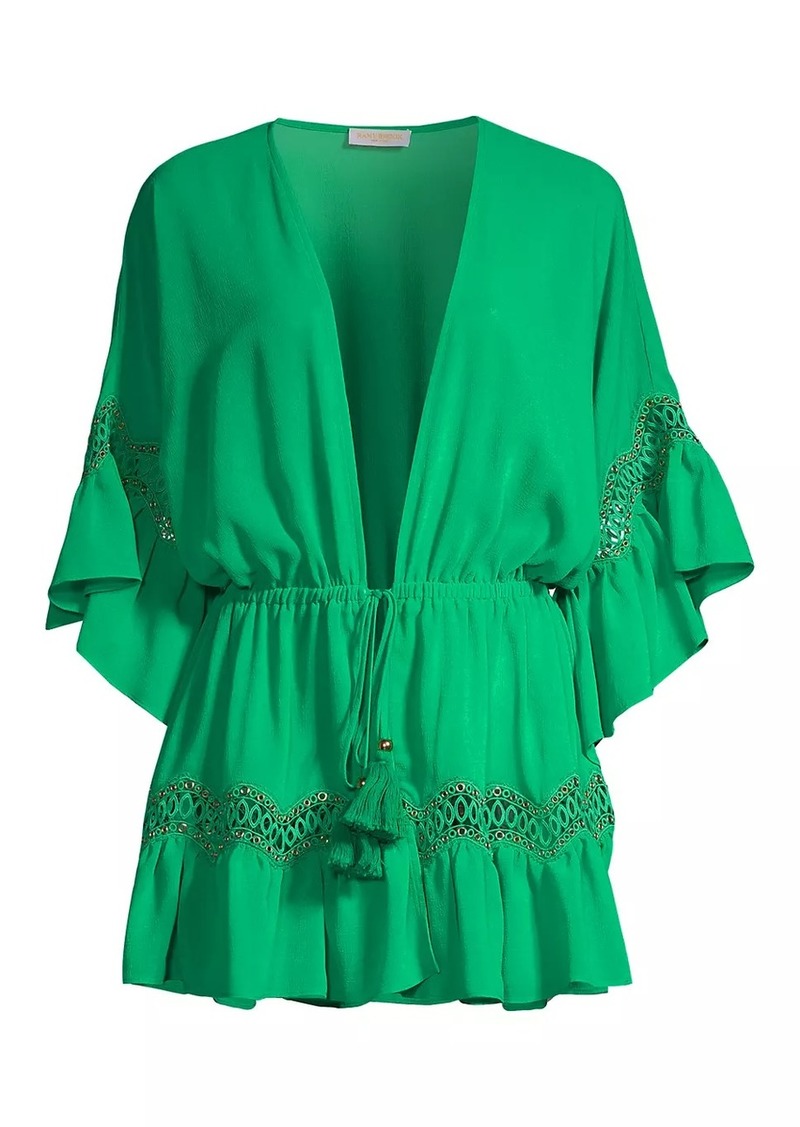 Ramy Brook Amalia Lace-Trimmed Caftan Cover-Up