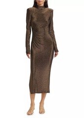 Ramy Brook Amarilys Metallic Ruched Midi-Dress