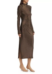 Ramy Brook Amarilys Metallic Ruched Midi-Dress