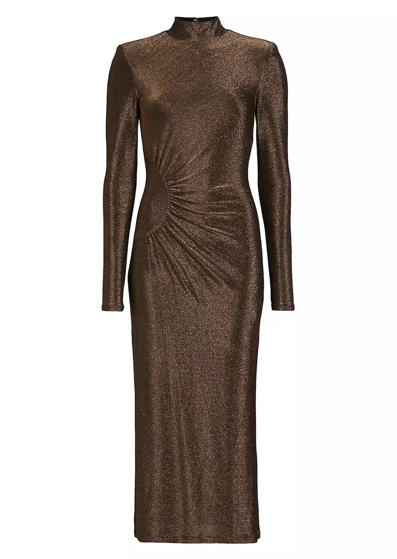 Ramy Brook Amarilys Metallic Ruched Midi-Dress