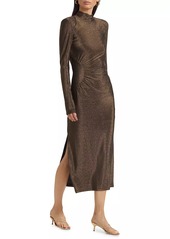 Ramy Brook Amarilys Metallic Ruched Midi-Dress