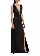 Ramy Brook Ameera Satin Plunge Gown