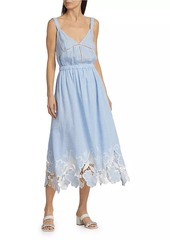 Ramy Brook Aubriella Linen Lace-Trimmed Midi-Dress