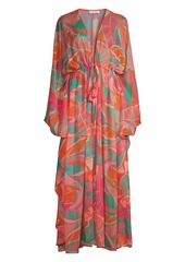 Ramy Brook Austin Palm-Print Caftan Cover-Up Dress