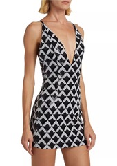 Ramy Brook Berkley Geometric Sequined V-neck Minidress