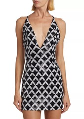 Ramy Brook Berkley Geometric Sequined V-neck Minidress