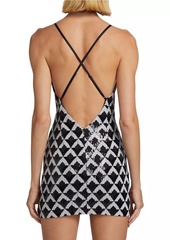 Ramy Brook Berkley Geometric Sequined V-neck Minidress