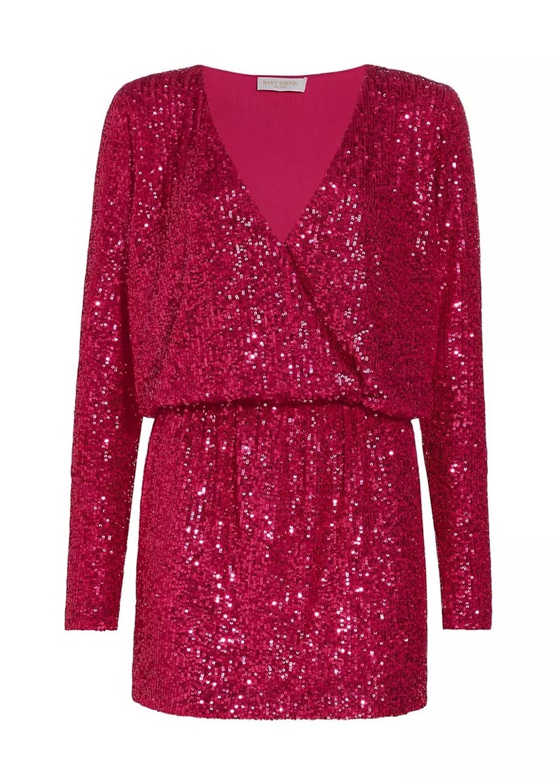 Ramy Brook Blair Sequin Wrap-Effect Minidress