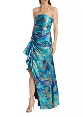 Ramy Brook Carr Strapless Brushed Metallic Gown