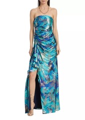 Ramy Brook Carr Strapless Brushed Metallic Gown