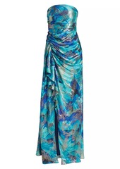 Ramy Brook Carr Strapless Brushed Metallic Gown