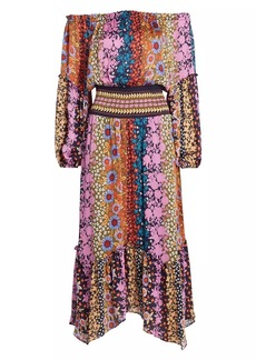 Ramy Brook Danna Floral Off-the-Shoulder Midi-Dress