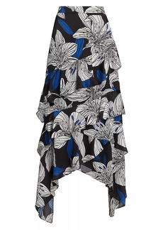 Ramy Brook Elina Chiffon Floral Ruffled Maxi Skirt