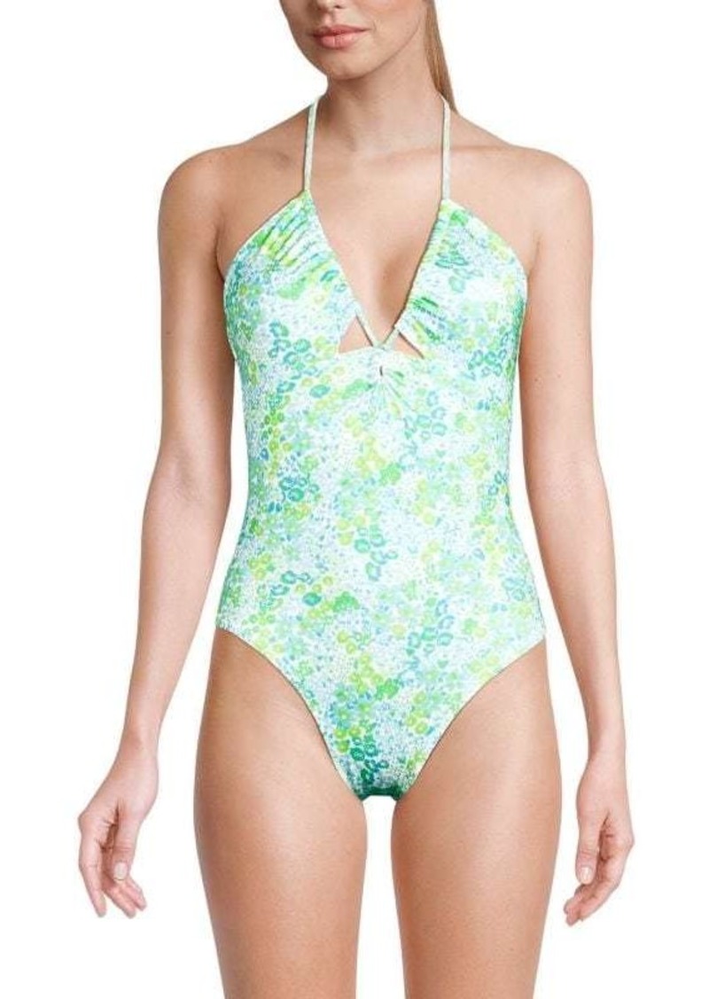 Ramy Brook Floral Halter One Piece Swimsuit