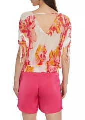 Ramy Brook Frances Floral Plissé Drawstring Top