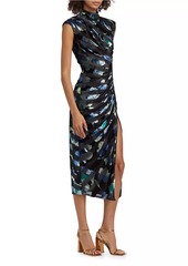 Ramy Brook Hallie Patterned Velvet Midi-Dress