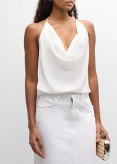 Ramy Brook Hettie Halter Cowl-Neck Blouse 