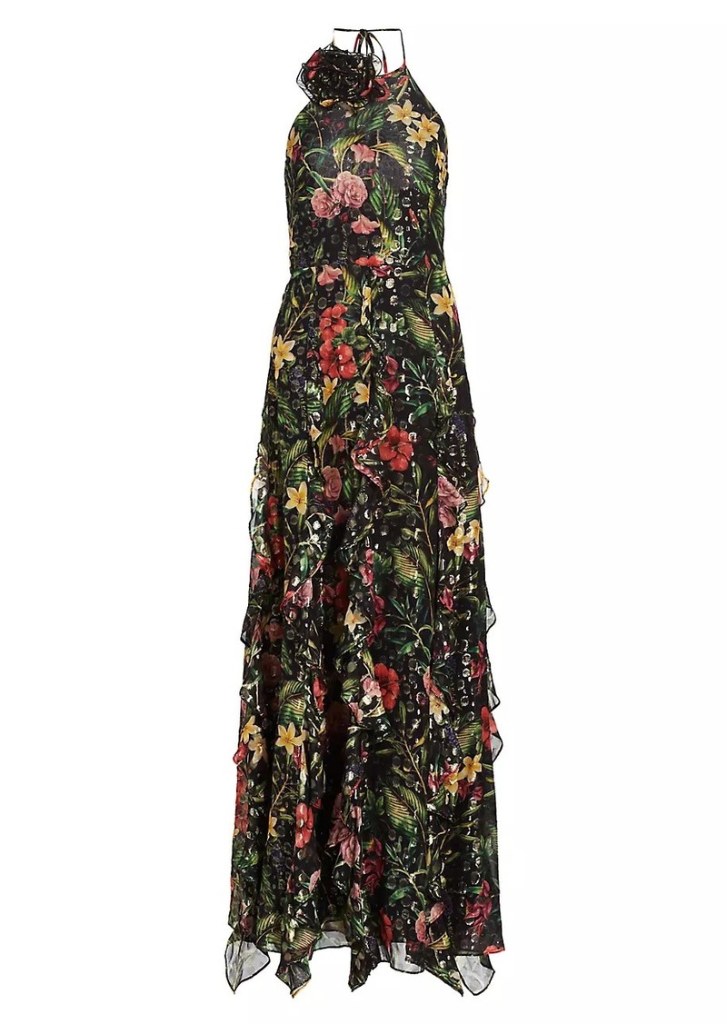 Ramy Brook Idella Floral Halter Gown