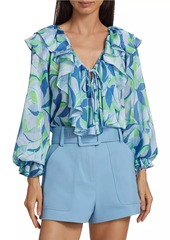 Ramy Brook Imani Printed Ruffled Blouse