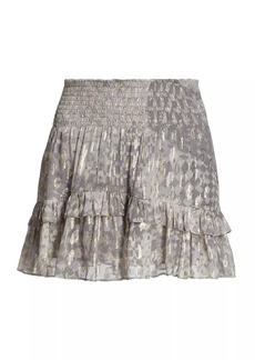 Ramy Brook Jane Printed Metallic Silk Miniskirt