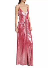 Ramy Brook Kade Metallic Draped Gown