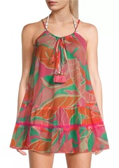 Ramy Brook Kaliyah Palm-Print Cover-Up Mnidress