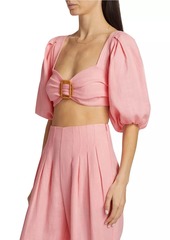 Ramy Brook Kelsey Puff-Sleeve Crop Top