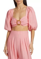 Ramy Brook Kelsey Puff-Sleeve Crop Top