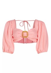 Ramy Brook Kelsey Puff-Sleeve Crop Top