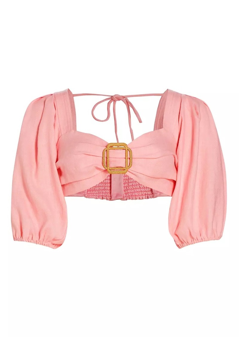 Ramy Brook Kelsey Puff-Sleeve Crop Top