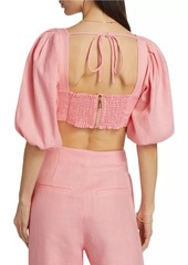 Ramy Brook Kelsey Puff-Sleeve Crop Top