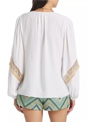 Ramy Brook Laurel Embroidered Tassel Blouse