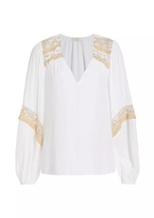 Ramy Brook Laurel Embroidered Tassel Blouse