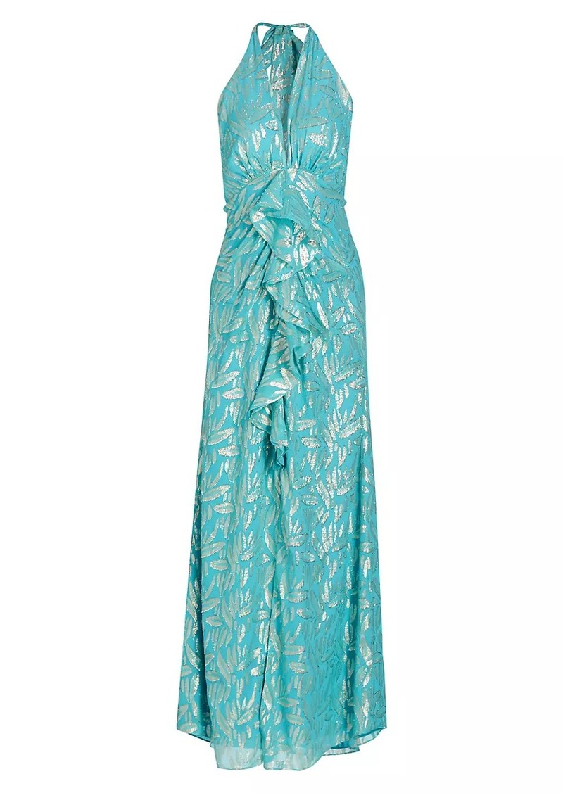 Ramy Brook Leola Ruffled Metallic Silk Gown