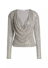 Ramy Brook Leon Sequined Cowlneck Top