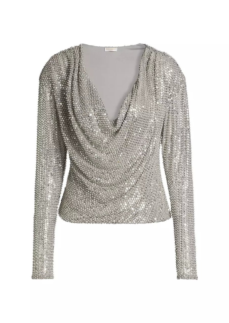 Ramy Brook Leon Sequined Cowlneck Top