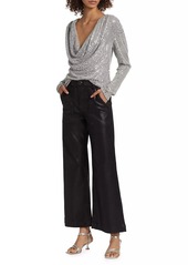 Ramy Brook Leon Sequined Cowlneck Top