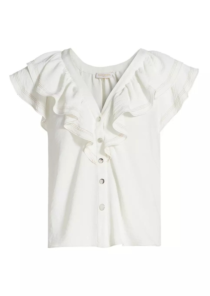 Ramy Brook Lettie Ruffled V-Neck Top