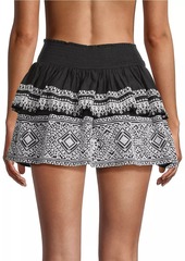 Ramy Brook Loretta Embroidered Cotton Flare Miniskirt