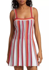 Ramy Brook Luisa Striped Open-Knit Minidress