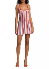 Ramy Brook Luisa Striped Open-Knit Minidress